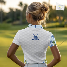 Load image into Gallery viewer, Funny Alligator Palm Tree Womens Golf Polo Shirt Custom Name Golf Top Funny Golf Gifts NBT496