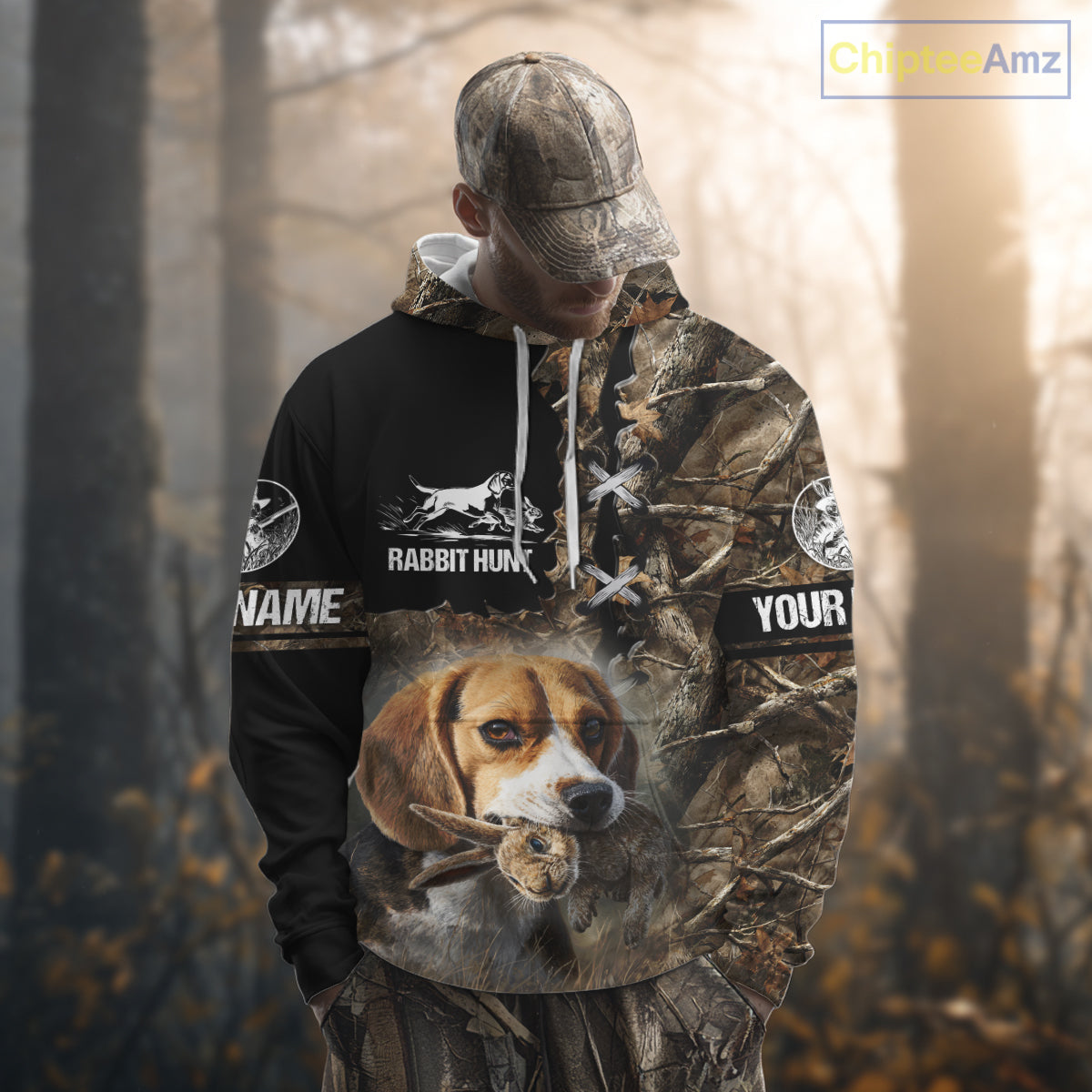 Rabbit Hunting Forest Camo 3D All Over Printed Custom Name Shirt, Rabbit Hunting Gifts NBT141