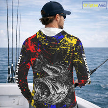 Load image into Gallery viewer, Colorful Paint Tattoo Bass Fishing Shirts Long Sleeve With Hood, Bass Fishing Jerseys NBT431