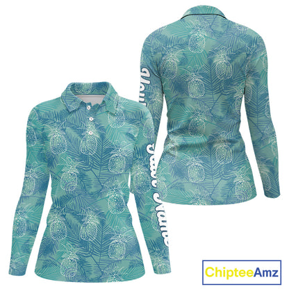 Funny Pineapple Tropical Palm Tree Womens Golf Polo Shirts Custom Golf Shirts For Women NBT511