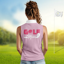 Load image into Gallery viewer, Pink Flamingo Womens Sleeveless Golf Polos Shirts Custom Tropical Floral Golf Gifts For Mom, Mother's Day Gifts NBT645