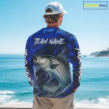 Load image into Gallery viewer, Striped Bass Fishing Jersey Custom Name Long Sleeve Fishing Shirts, Stripe Bass Fishing Shirt For Team NBT849