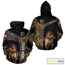 Load image into Gallery viewer, Duck Hunting with German Wirehaired Pointer Dog Camo Custom Name Shirts, Duck Hunting Shirts for Hunter NBT157