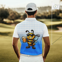 Load image into Gallery viewer, Funny Bee Golf Polo Shirt For Men, Cute Bee With Beer Print Shirt, Sporty Animal Golf Gift|Blue NBT664