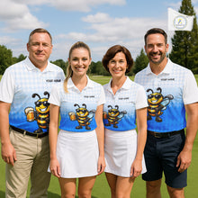 Load image into Gallery viewer, Funny Bee Golf Polo Shirt For Men, Cute Bee With Beer Print Shirt, Sporty Animal Golf Gift|Blue NBT664