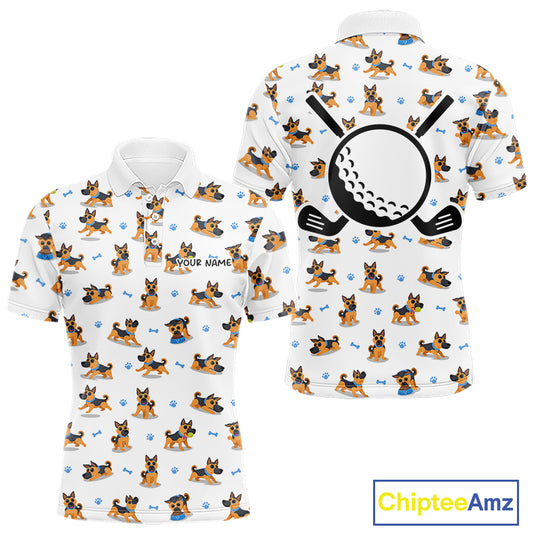 Mens Golf Polo Shirt Custom Funny German Shepherd Dog Team Mens Golf Top, Dog Lover Gift NBT541