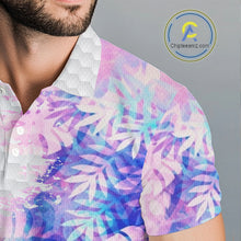 Load image into Gallery viewer, Mens Golf Polo Shirts Custom Hologram Tropical Leaves Golf Shirts, Mens Golf Tops NBT544