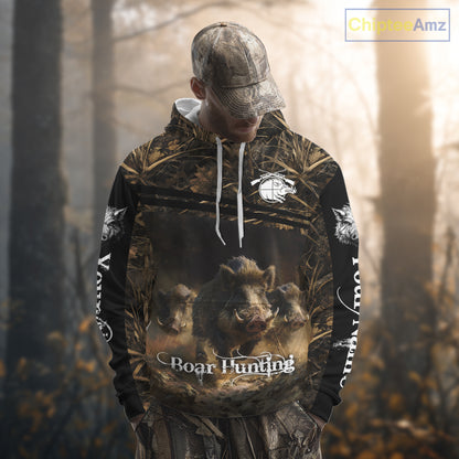 Wild Boar Hunting 3D Full Printing Personalized Camo Shirts for Boar Hunters, Boar Hunting Gifts NBT172