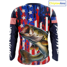 Load image into Gallery viewer, American Flag Bass Fishing Shirts Long Sleeve, Bass Fishing Tournament Shirts, Bass Fishing Shirts NBT432