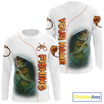 Crappie Fishing White Fishing Team Crappie Custom Name Long Sleeve UV Protection Fishing Shirts NBT550