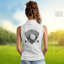 Load image into Gallery viewer, Funny Skull Womens Sleeveless Golf Polo Shirts Golf Camo Pattern Custom Name Skull Golf Shirt, Golf Attire NBT555