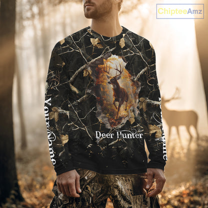 Personalized Whitetail Deer Hunting Camo 3D Print Custom Name Shirts, Hunting Gifts NBT85