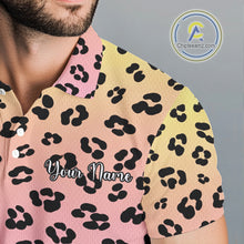 Load image into Gallery viewer, Mens Golf Polo Shirts Custom Colorful Neon Gradient Leopard Pattern Team Mens Golf Top, Golf Gifts NBT493