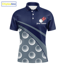 Load image into Gallery viewer, Funny golf balls pattern mens golf polo shirt with personalized name - front view