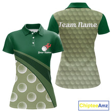 Load image into Gallery viewer, back view of custom name womens golf polo shirt funny green golf balls golf apparel