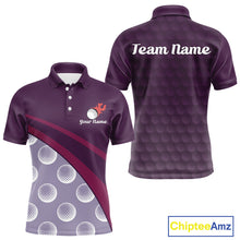 Load image into Gallery viewer, Funny golf balls pattern mens golf polo shirt custom name - back view