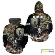 Load image into Gallery viewer, Camo Deer Hunting Shirt with Antlers Skull – Personalized Hunting Clothes, Hunting Gifts for Men NBT43
