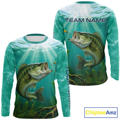 Custom Largemouth Bass Fishing Jerseys, Bass Long Sleeve Tournament Fishing Shirts For Team NBT861