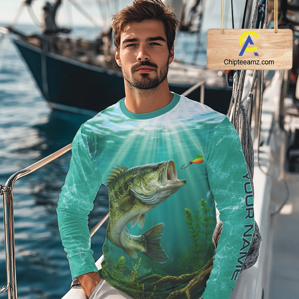 Custom Largemouth Bass Fishing Jerseys, Bass Long Sleeve Tournament Fishing Shirts For Team NBT861