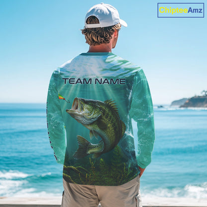 Custom Largemouth Bass Fishing Jerseys, Bass Long Sleeve Tournament Fishing Shirts For Team NBT861