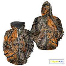 Load image into Gallery viewer, Deer Hunting Full Camo Printing Custom Name Shirts, Best Deer Hunting Clothes for Men NBT154