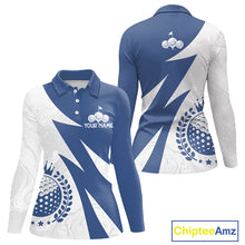 Load image into Gallery viewer, Womens Golf Polo Shirts Custom Name Navy Blue And White Golf Shirt, Golf Attire NBT671