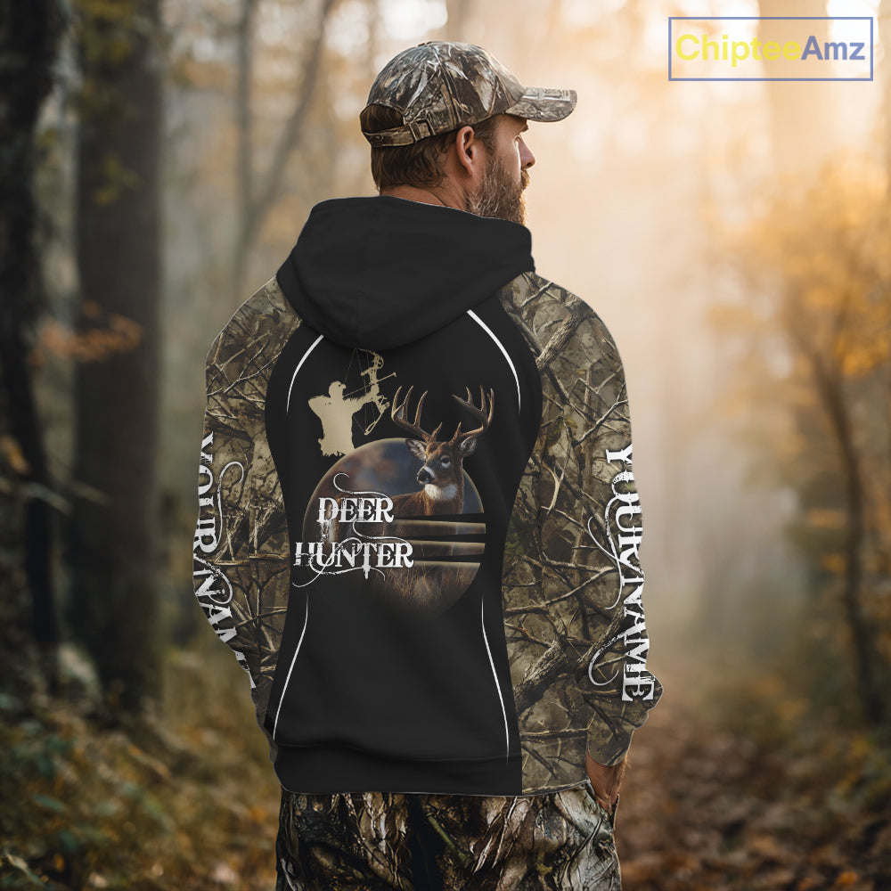 Deer Bow Hunting Camouflage Custom Name Shirts, Personalized Deer Hunting Clothes, Hunting Gifts NBT88
