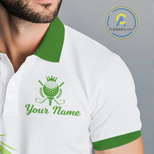 Load image into Gallery viewer, Mens Golf Polo Shirt Green And White Custom Golf Shirts For Team Personalized Golf Gifts NBT570