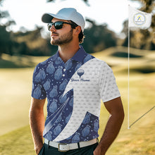 Load image into Gallery viewer, Blue Golf Pattern Polo Golf Shirt For Men Custom Mens Golf Clothes, Best Golf Gifts NBT571