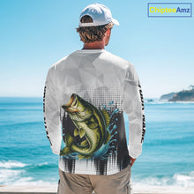 Load image into Gallery viewer, White Camo Bass Fishing Custom Name Long Sleeve Fishing Shirts With UV Protection NBT462