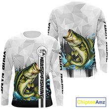 Load image into Gallery viewer, White Camo Bass Fishing Custom Name Long Sleeve Fishing Shirts With UV Protection NBT462