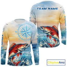 Load image into Gallery viewer, Redfish Fishing Sunset Custom Fishing Long Sleeve Shirt, Redfish Compass Offshore Fishing Apparel NBT587