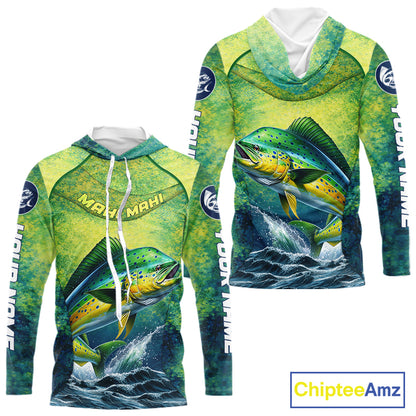 Custom Mahi Mahi Fishing Shirts For Team, Custom Saltwater Fishing Shirts|Green NBT468
