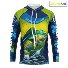 Load image into Gallery viewer, Custom Mahi Mahi Fishing Shirts For Team, Custom Saltwater Fishing Shirts|Blue NBT469