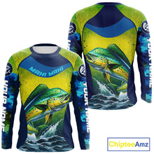 Load image into Gallery viewer, Custom Mahi Mahi Fishing Shirts For Team, Custom Saltwater Fishing Shirts|Blue NBT469