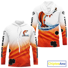 Load image into Gallery viewer, Redfish Fishing Scales Custom Name UV Protection Long Sleeve Hooded Fishing Shirts NBT514