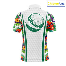 Load image into Gallery viewer, Funny Golf Skull Tropical Pattern Golf Polo Shirt Custom Name Golf Shirts For Mens NBT519