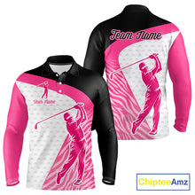 Load image into Gallery viewer, Pink Zebra Pattern Mens Golf Polo Shirts Custom Name Gift For Golf Lovers NBT580