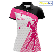 Load image into Gallery viewer, Pink Zebra Pattern Womens Golf Polo Shirts Custom Name Gift For Golf Lovers NBT580