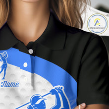 Load image into Gallery viewer, Blue Zebra Pattern Womens Golf Polo Shirts Custom Name Gift For Golf Lovers NBT582