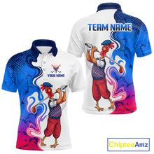 Load image into Gallery viewer, Funny Rooster Camouflage Golf Polo Shirt Men Front and back View Custom Name
