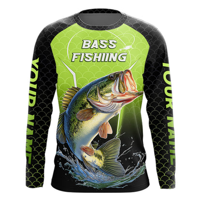 Custom Fish Scale Largemouth Bass Fishing Custom Name UV Fishing Shirts For Men, Bass Fishing Shirts NBT369