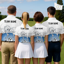 Load image into Gallery viewer, Blue Funny Golf Rescue Team Polo Shirt Custom Name, Golf Ball Cartoon Polo, White Golf Shirt NBT599