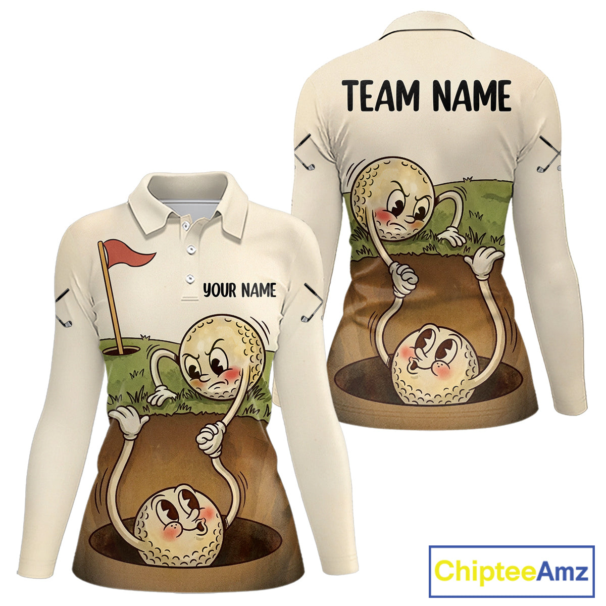 Vintage Funny Golf Ball Custom Team Polo Shirt, Personalized Womens Golf Polo Shirt, Golf Lovers Gift NBT608