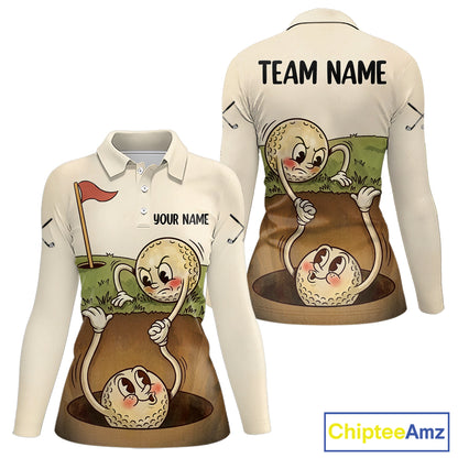 Vintage Funny Golf Ball Custom Team Polo Shirt, Personalized Womens Golf Polo Shirt, Golf Lovers Gift NBT608