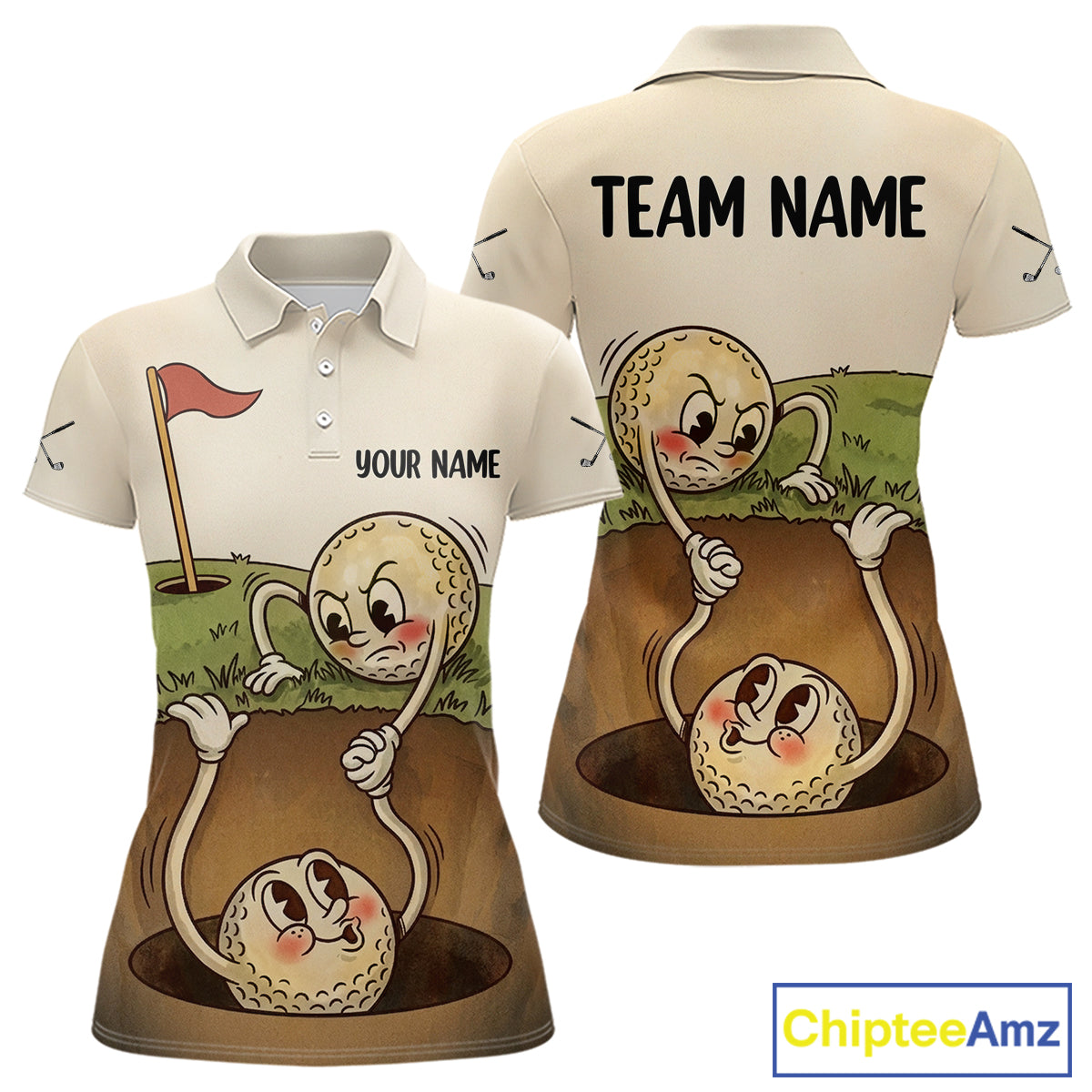 Vintage Funny Golf Ball Custom Team Polo Shirt, Personalized Womens Golf Polo Shirt, Golf Lovers Gift NBT608