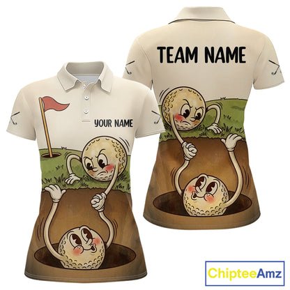 Vintage Funny Golf Ball Custom Team Polo Shirt, Personalized Womens Golf Polo Shirt, Golf Lovers Gift NBT608