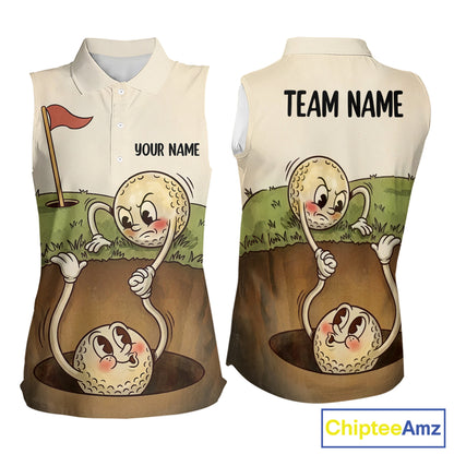 Vintage Funny Golf Ball Custom Team Polo Shirt, Personalized Womens Golf Polo Shirt, Golf Lovers Gift NBT608