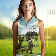 Load image into Gallery viewer, Scottish Terrier Womens Sleeveless Polo Golf Shirts, Vintage Dog Shirt, Dad Golf Gift NBT609