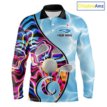 Load image into Gallery viewer, Mens Golf Polo Shirt Holographic Marble Golf Pattern For Team, Golf Attire For Men|Blue NBT724